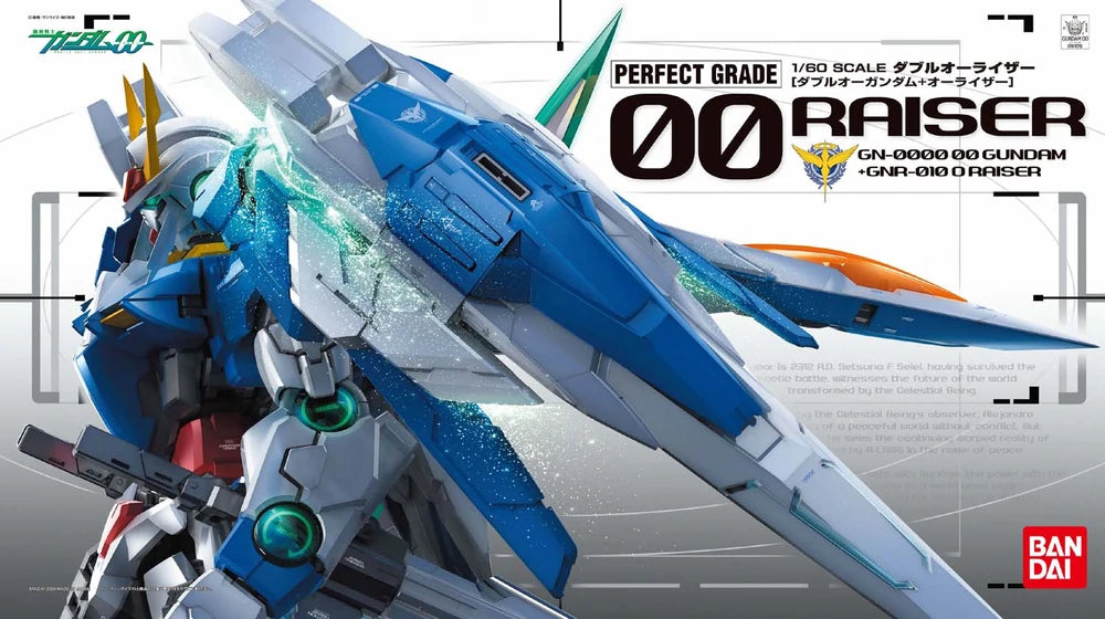 Bandai PG 1/60 GN-0000+GNR-010 00 Raiser Model Kit | Gundam Gunpla Bandai PG 1/60 GN-0000+GNR-010 00 Raiser Model Kit | Gundam Gunpla
