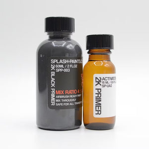 Splash Paints 2K Urethane 2 Part Primer - Black Primer 60ml + Catalyst 15ml