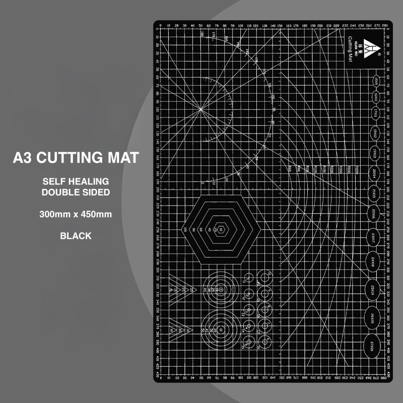 Self Healing Cutting Mat A3 Double Sided PVC Measuring Grid Black Green ...