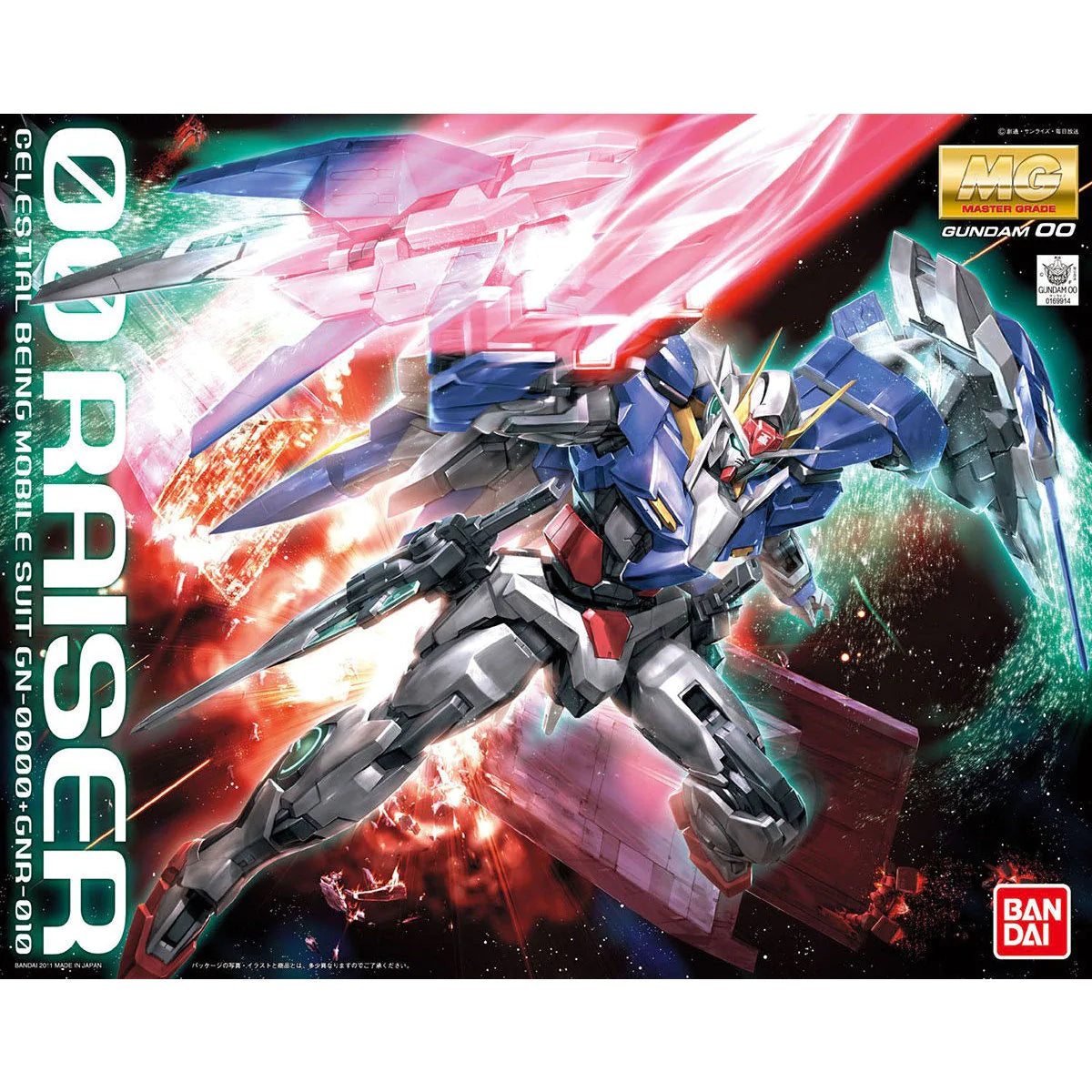 Bandai MG 1/100 GN-0000+GNR-010 00 Raiser Model Kit | Gundam Bandai MG 1/100 GN-0000+GNR-010 00 Raiser Model Kit | Gundam