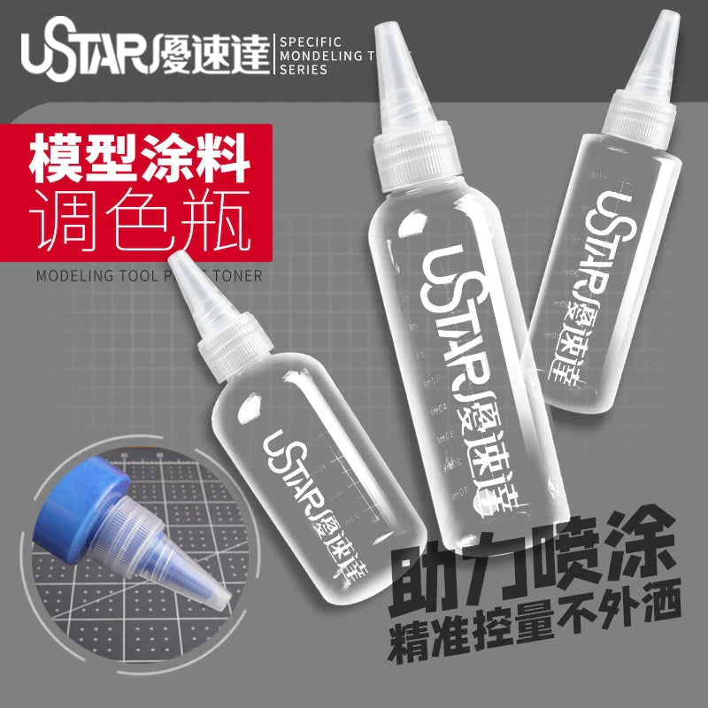 UStar Scale Model Paint Bottle with mixing ball 60ml (Pack of 6)